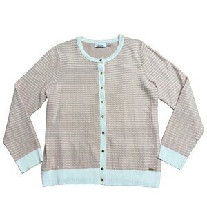 CALVIN KLEIN CARDIGAN COQUETTE SOFT GIRL GOLD BUTTON LIGHT ACADEMIA PINK SIZE L?